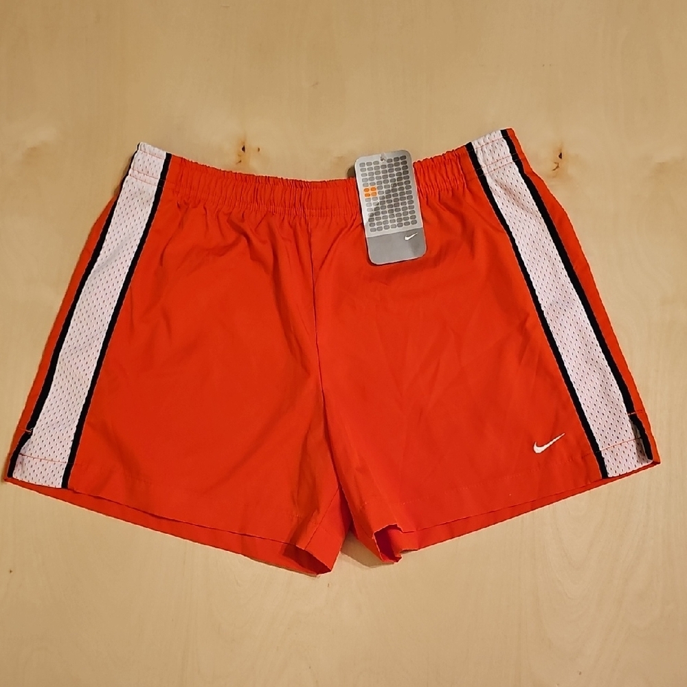 Nike Red Sports Shorts with White and Black Stripes